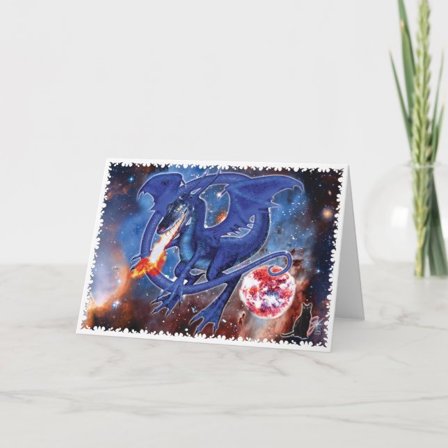 Azurite Cosmic Dragon Grußkarte Karte (Vorderseite)