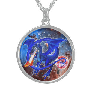Azurite Cosmic Dragon Sterling Silberkette
