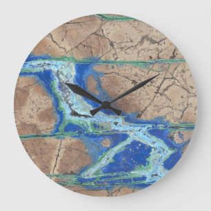 Azurite Malachite Stone Wall Clock Große Wanduhr