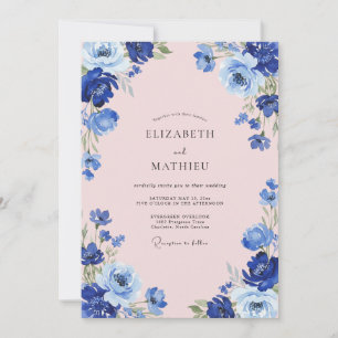 Azurrote Anemonenhochzeit Einladung