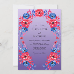 Azurrote Periwinkle-Blüten-Hochzeit Einladung