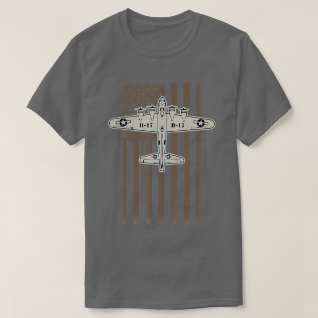 B17 Bomber WW2 Flugzeug Aircraft USA Flag Veteran  T-Shirt (Design vorne)