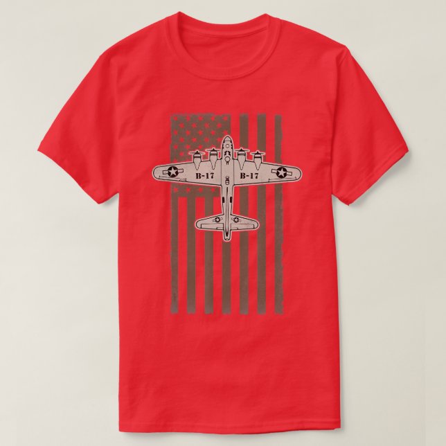 B17 Bomber WW2 Flugzeug Aircraft USA Flag Veteran  T-Shirt (Design vorne)