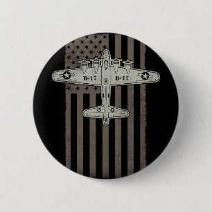 B17 Bomber WW2 Flugzeug Flugzeug USA-Flagge Vetera Button