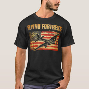 B17 Flying Fortress American Flag Patriot  T-Shirt