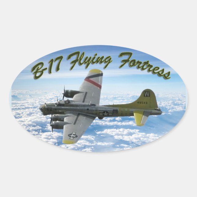 B17 Flying Fortress WWII Bomber Flugzeug Ovaler Aufkleber (Vorderseite)