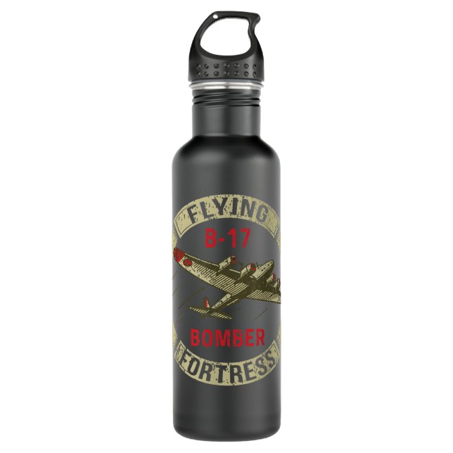 B17 Heavy Bomber WW2 Flugzeug Aircraft USA Flag Ve Edelstahlflasche (Vorderseite)