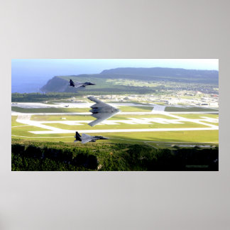 B2 Stealth mit F15 Escort Poster