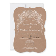 B2-Vintage Scroll Design Hochzeitskarte