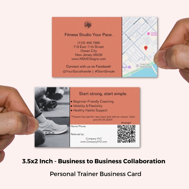 B2B Services QR Code Burnt Orange Black Empfehlungskarte (3.5x2 Inch, B2B Services QR Code Burnt Orange Black Referral Card)