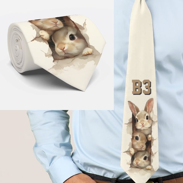 B3 Three Bunnies 3D Illusion  Krawatte (Von Creator hochgeladen)