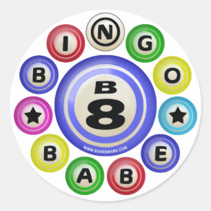 B8 Bingo Babe Runder Aufkleber