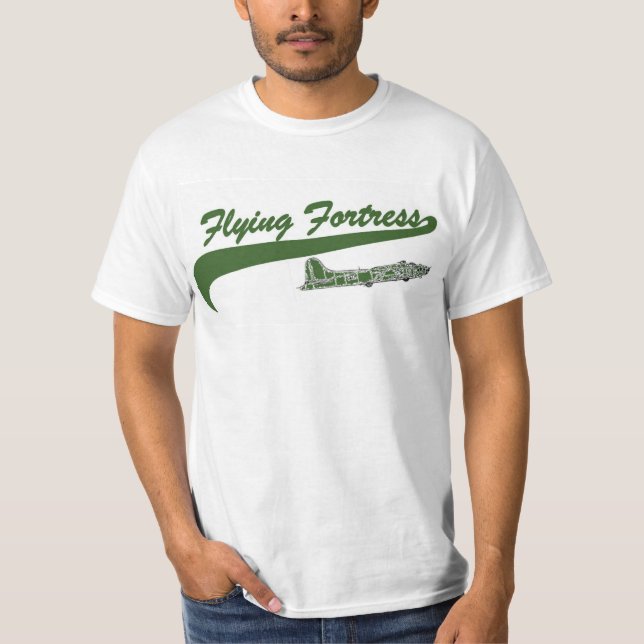 B 17 Festung Baseball Style T Shirt Grün (Vorderseite)