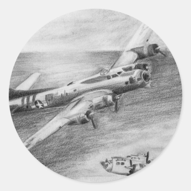 (B-17) Fliegende Festung Runder Aufkleber (Vorderseite)