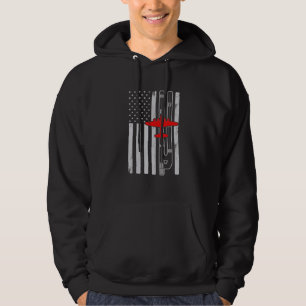 B-17 Flying Fortress Airplane American Flag Runway Hoodie