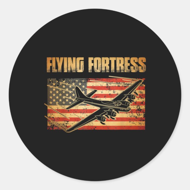 B-17 Flying Fortress American Flag Patriot Runder Aufkleber (Vorderseite)
