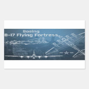 B-17 Flying Fortress Blueprint Rechteckiger Aufkleber