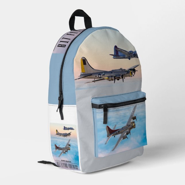 B-17 FLying FORTRESS BOMBER SQUADRON Bedruckter Rucksack (Rückseitige Ecke links)