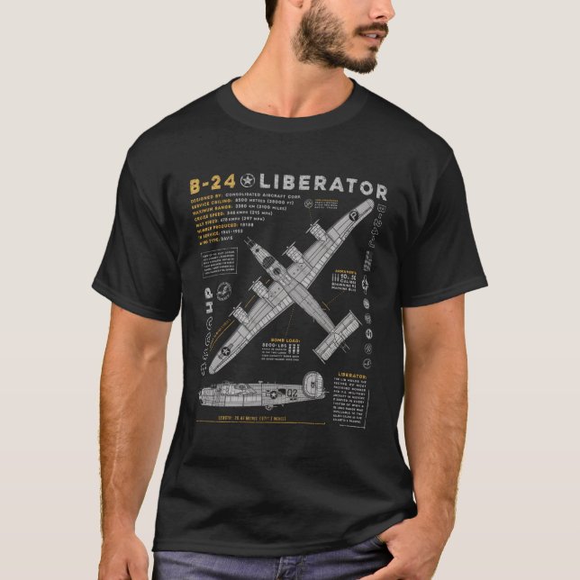B-24 Befreier Konsolidiertes Luftfahrzeug B24 Bomb T-Shirt (Vorderseite)