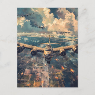 B-24 Bomber auf Mission Painting Postkarte