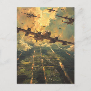 B-24 Bomber auf Mission Painting Postkarte