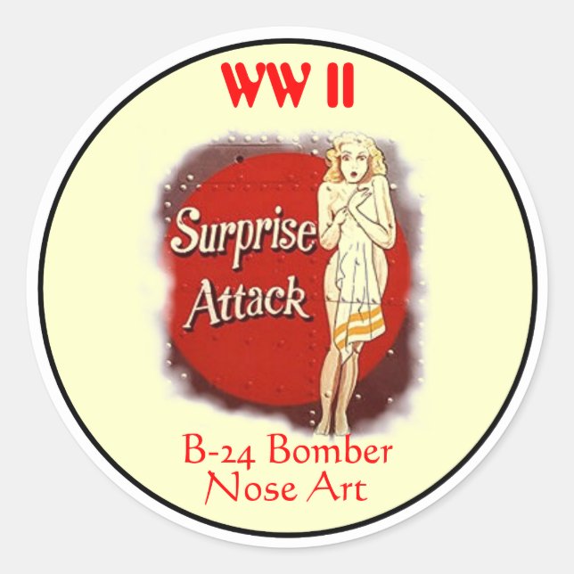 B-24 Nase Art-WW II Runder Aufkleber (Vorderseite)