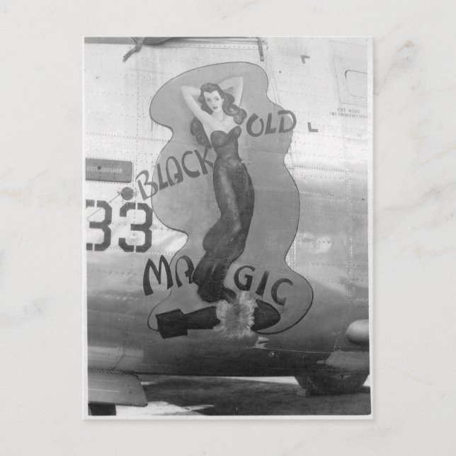 B-24 Nose Art "Old Black Magic" Postkarte (Vorderseite)