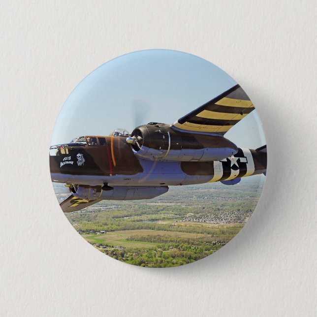 B-25 Mitchell Vintage Flugzeuge Button (Vorderseite)