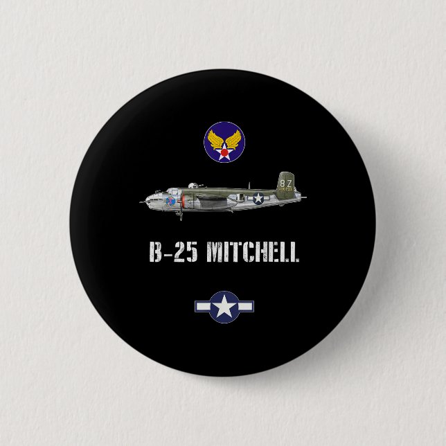 B-25 Mitchell-Wwii-Bomber der militärischen Luftwa Button (Vorderseite)