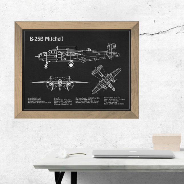 B-25B Mitchell Doolittle - Airplane Blueprint PD Fotodruck (Von Creator hochgeladen)