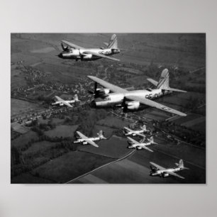B-26B Marauderbomber, die in Formation fliegen Poster