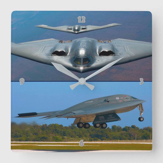 B-2 SPIRIT QUADRATISCHE WANDUHR (Vorderseite)