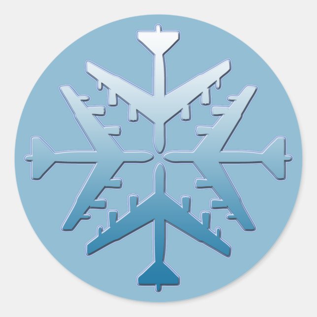 B-52 Schneeflocke Runder Aufkleber (Vorderseite)