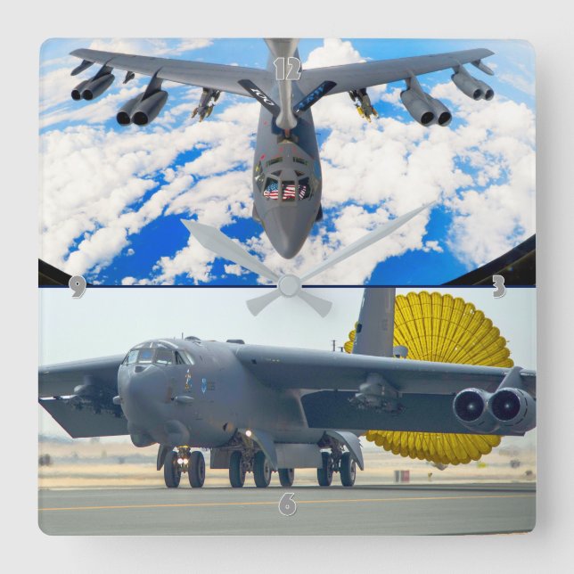 B-52H STRATOFORTSCHRIFT QUADRATISCHE WANDUHR (Vorderseite)
