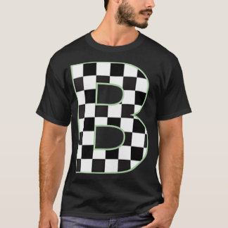 B Anfangsmonogramm schwarz-weiß Schachbrettmuster  T-Shirt