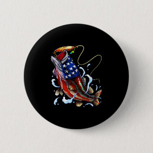 B Angelschnur Fisch Amerikanische Flagge Vater Vat Button