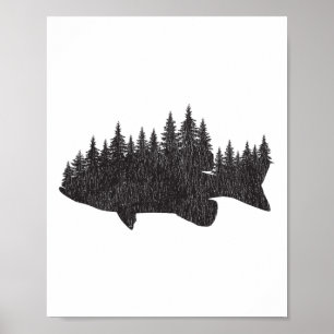 B Anglerwald - Großmaul- und Kleinmaul-Angler Poster