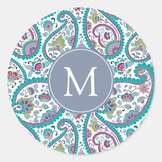 B Autocollant de monogramme Motif Perse Boteh Pais (Devant)