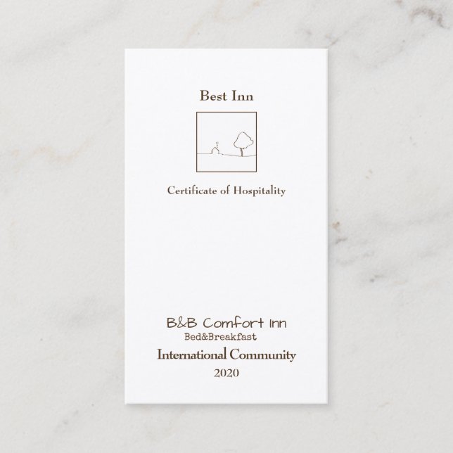 B&B Comfort Inn International Community 2020 Visitenkarte (Vorderseite)