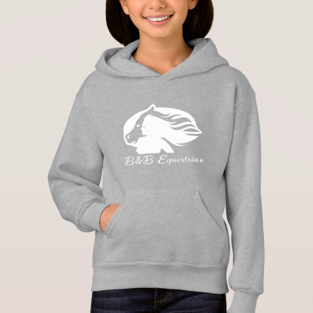 B&B Equestrian - Kids Hoodie - Weißes Logo (Vorderseite)
