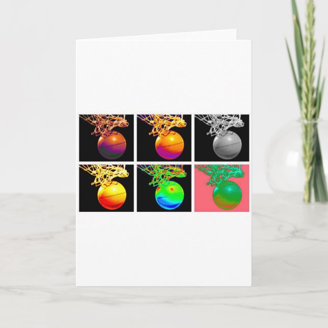 B-Ball Basketball Hoops Pop Art Karte (Vorderseite)