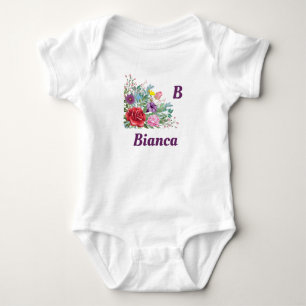 B Bianca Personalisieren von Buchstabennamen, Rose Baby Strampler