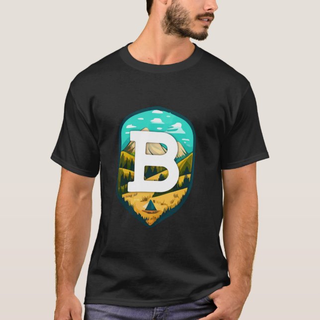 B Big Letter Mountain Camping Long Sleeve T Shirt (Vorderseite)