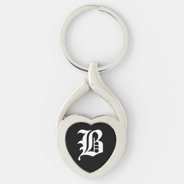 "B" Black Heart Keychain Schlüsselanhänger (Vorderseite)