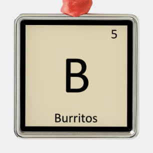 B - Burritos-mexikanisches Chemie-Periodensystem Silbernes Ornament