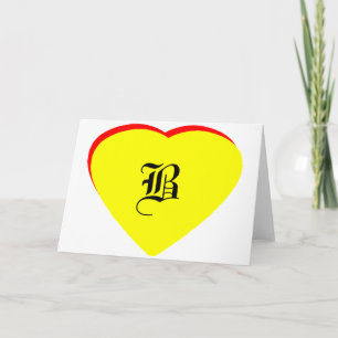 "B" Coeur Jaune Rouge Faire-part de mariage Le MUS