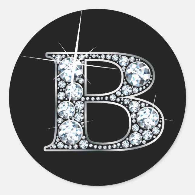 B "Diamant Bling" Druckaufkleber Runder Aufkleber (Vorderseite)