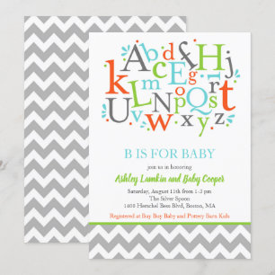 B est pour Baby Alphabet Baby shower Invitation