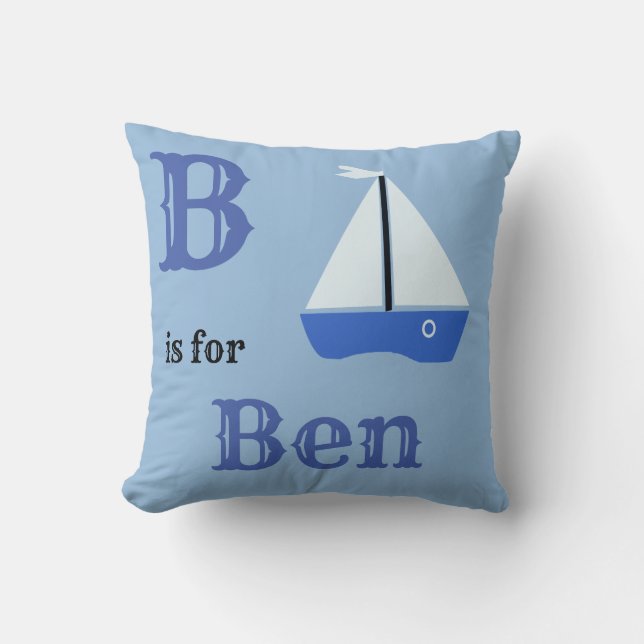 B est pour Ben bébé garçon Coussin de jet (Recto)