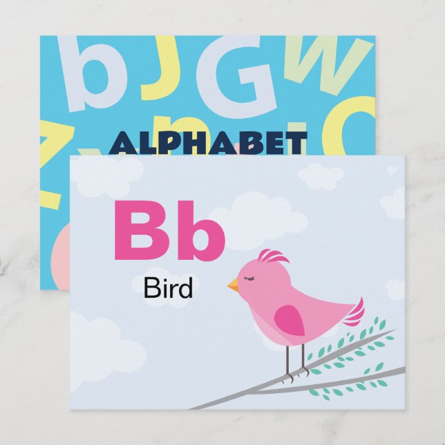 B est pour Bird - Carte Flash Alphabet (Devant / Derrière)